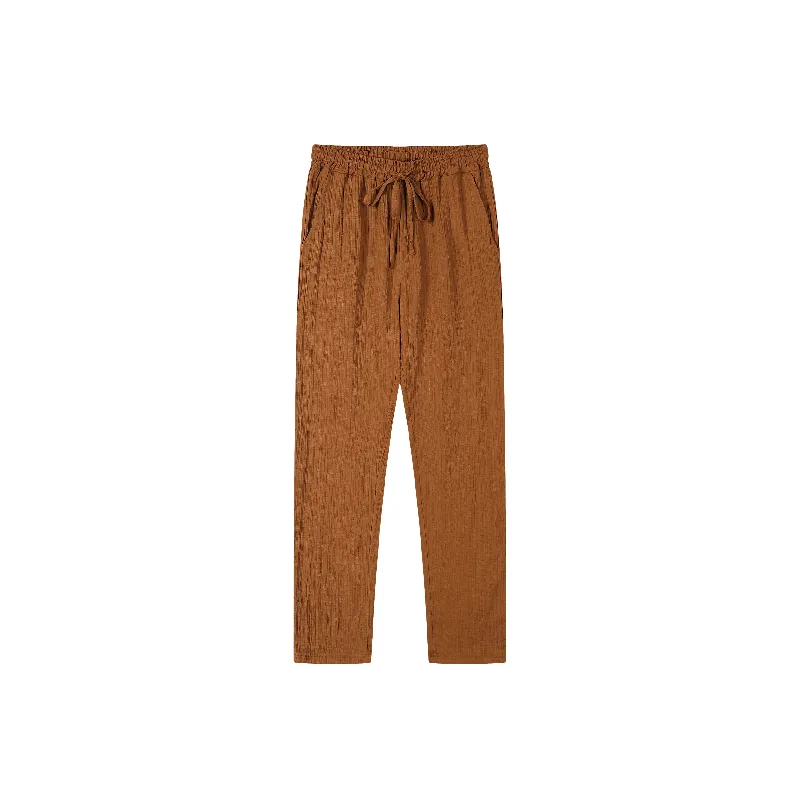 Loose Plain Linen Casual Pants-13