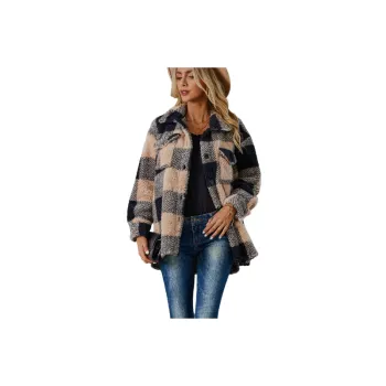 Simple Contrast Color Tweed Street Warm Women