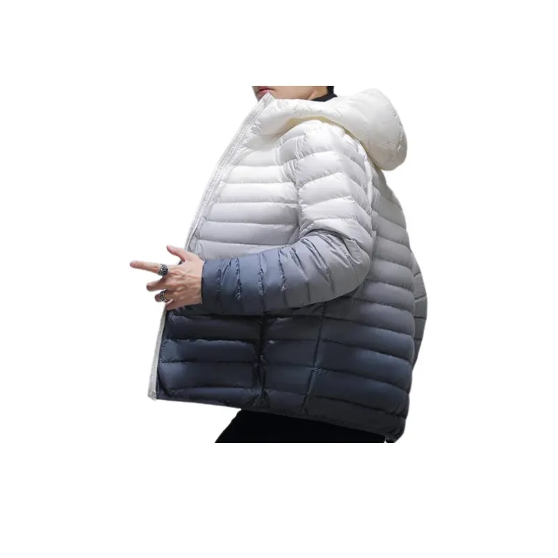 Short Gradient Warm Hooded Down Jacket-5