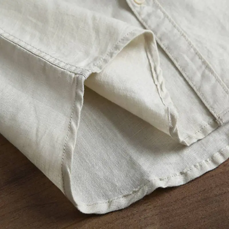 Retro Simple Linen Blend Fabric Shirt-4