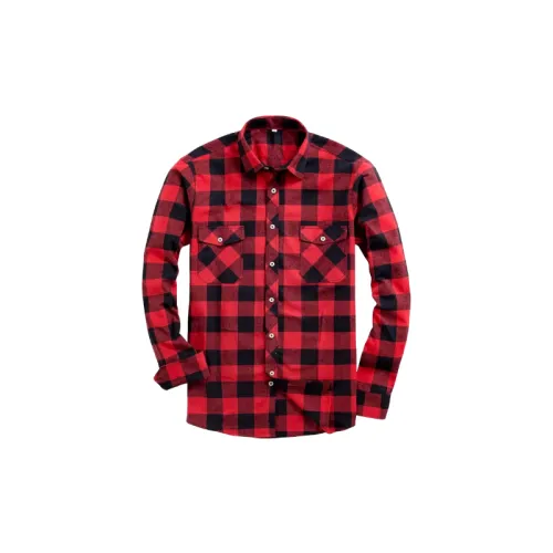 Casual Contrast Color Flannel Shirt Unisex