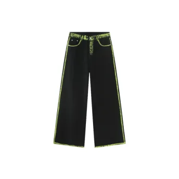Loose Hand painted Graffiti Contrast Stitching Line Jeans