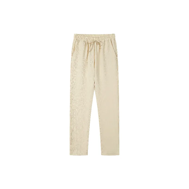 Loose Plain Linen Casual Pants-5