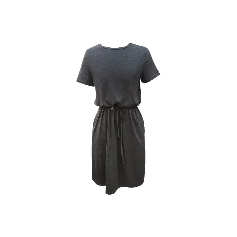 Simple Plain Polyester Dress Women-3