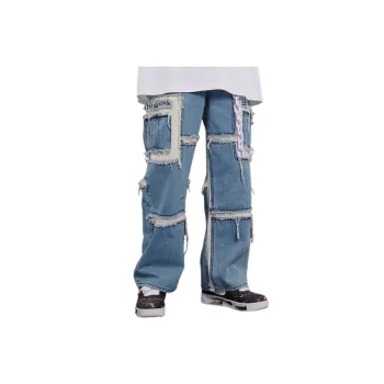 Loose Hip hop Whisker Stitched Jeans