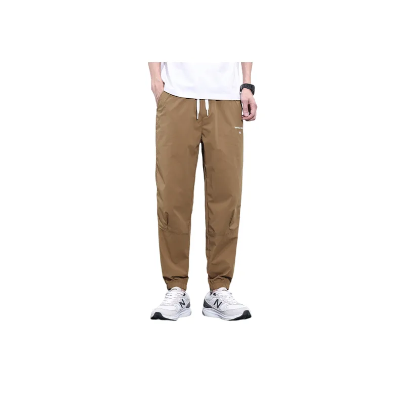 Solid Color Elastic Waist Loose Casual Pants-2