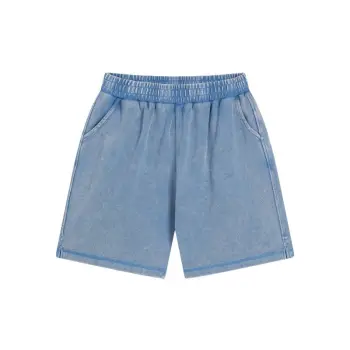 Washed Distress Cotton Sports Shorts