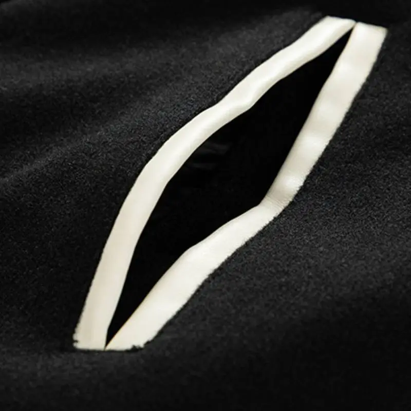 Sporty Striped Woolen Fabric Baseball Jersey-7