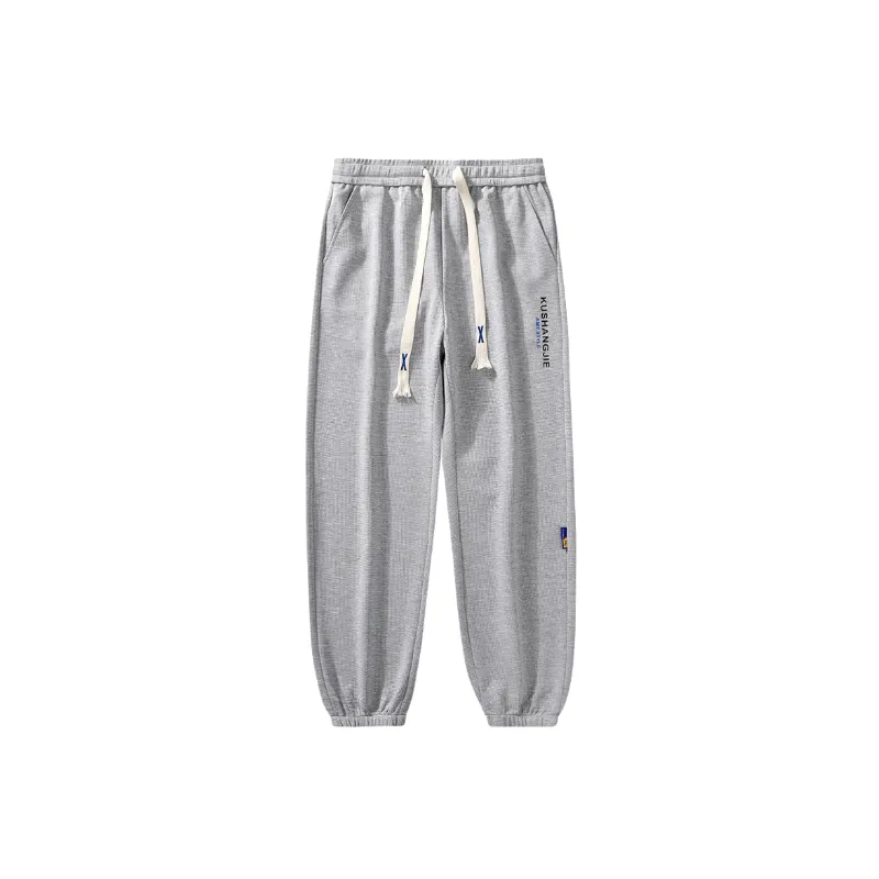 Loose Simple Cotton Blended Fabric Casual Pants-4