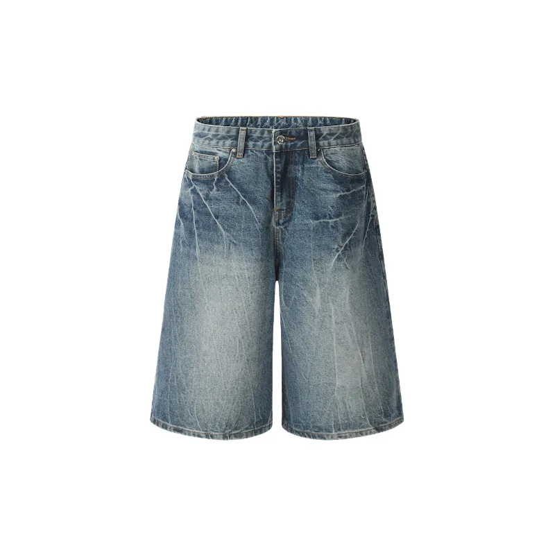 Casual Plain Denim Shorts-0
