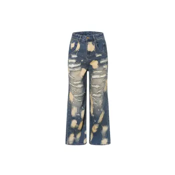 High Street Grinding White Hip Hop Jeans
