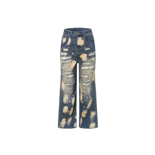 High Street Grinding White Hip Hop Jeans