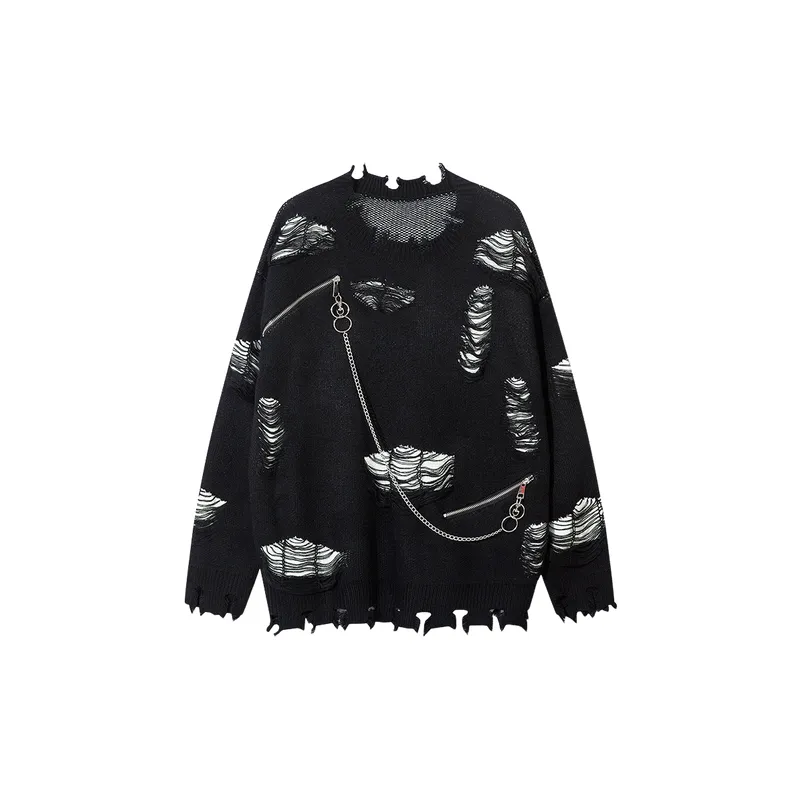 Hollow Out Graffiti Sweater-0