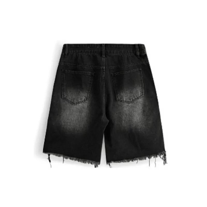 Hip Hop Street Striped Denim Shorts-7
