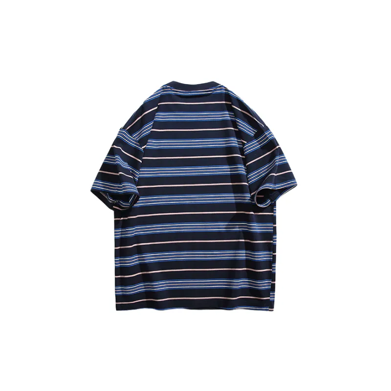Retro Striped Cotton Blended Fabric T Shirt Unisex-7