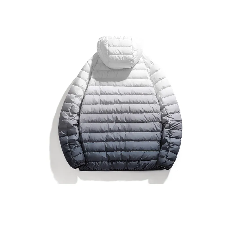 Short Gradient Warm Hooded Down Jacket-1