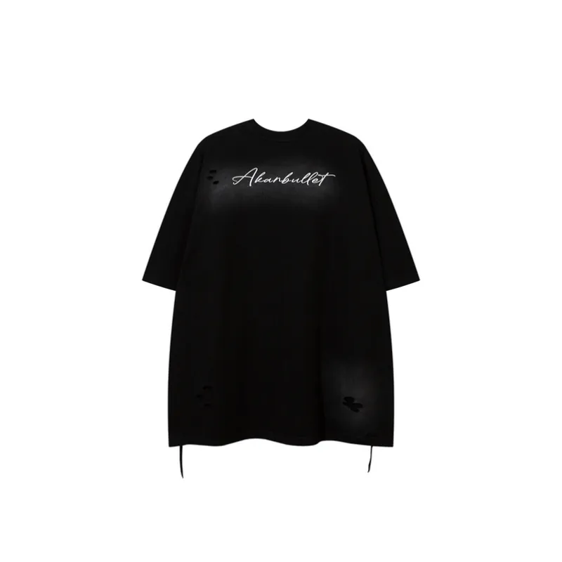 Retro Hip Hop Ink Splashed Print T Shirt-3