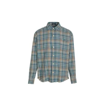 Plaid Tassel Destruction Shirt