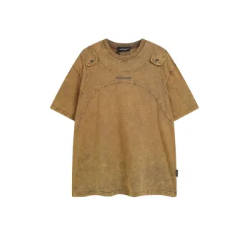 Heavy Stitching Embroidery Distressed T Shirt