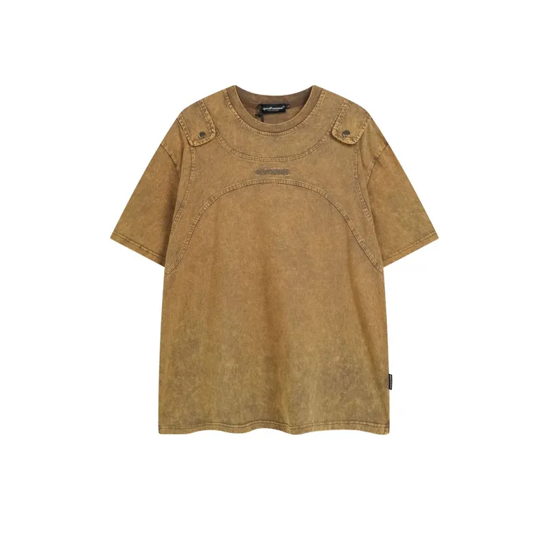 Heavy Stitching Embroidery Distressed T Shirt-2