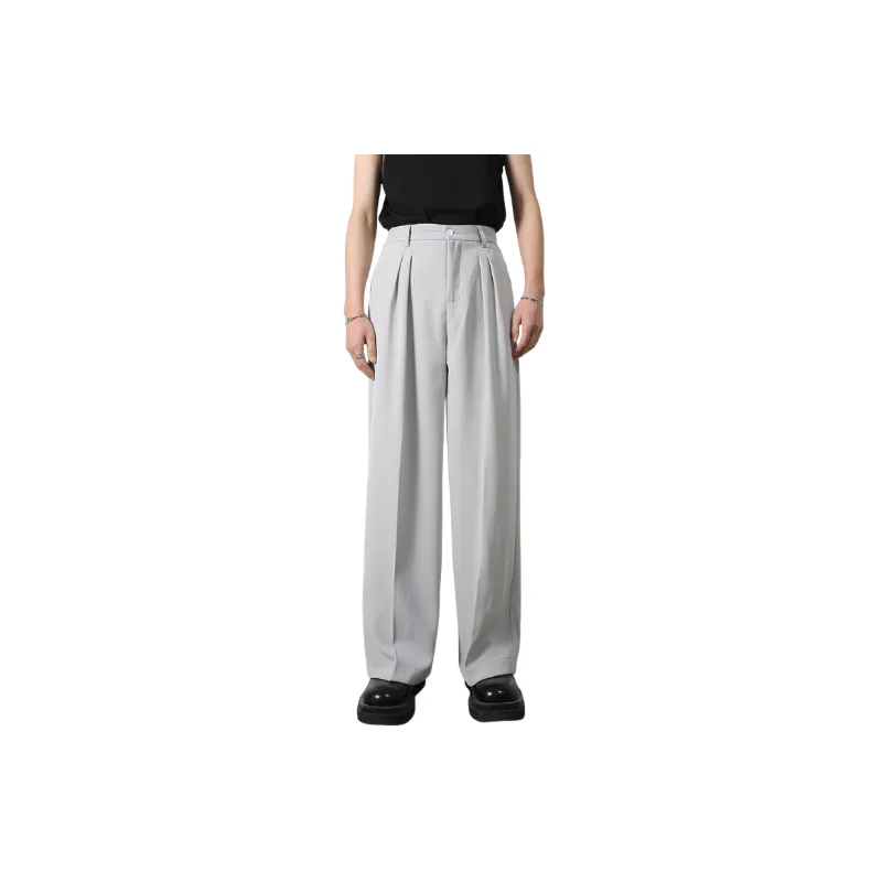 Casual Loose Blended Synthetic Fabrics Suit Trousers-8