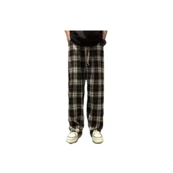 Retro Plaid Trendy Dipping Wide Leg Casual Pants