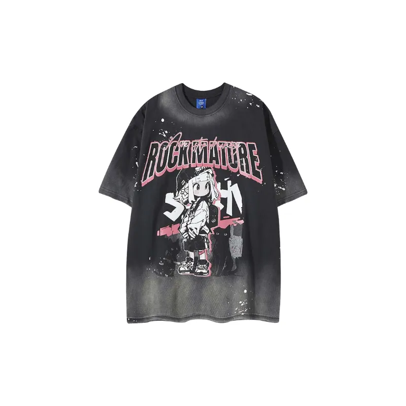 Fashionable Print Cotton Blended Fabric T Shirt-0