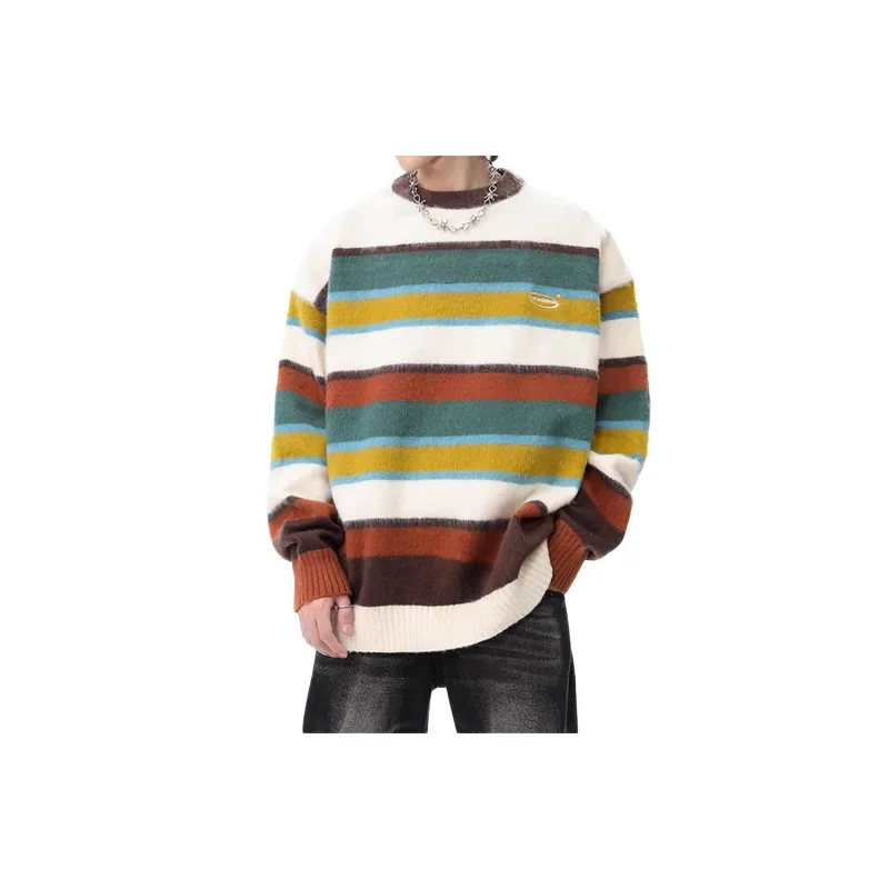 Retro Contrast Color Polyester Sweatshirt-2
