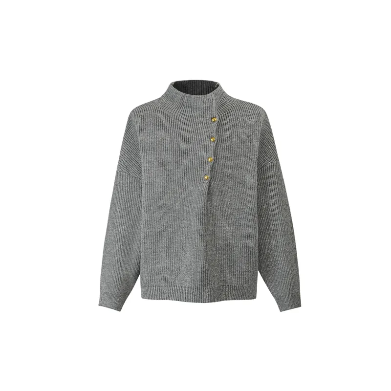 Simple Plain Blended Synthetic Fabrics Sweater-0