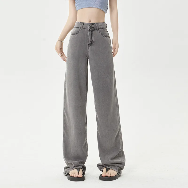 Casual Straight Leg Jeans Women-2