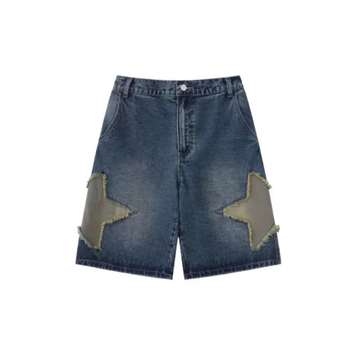 Retro Denim Stitching Stars Embroidered Old Loose Pants
