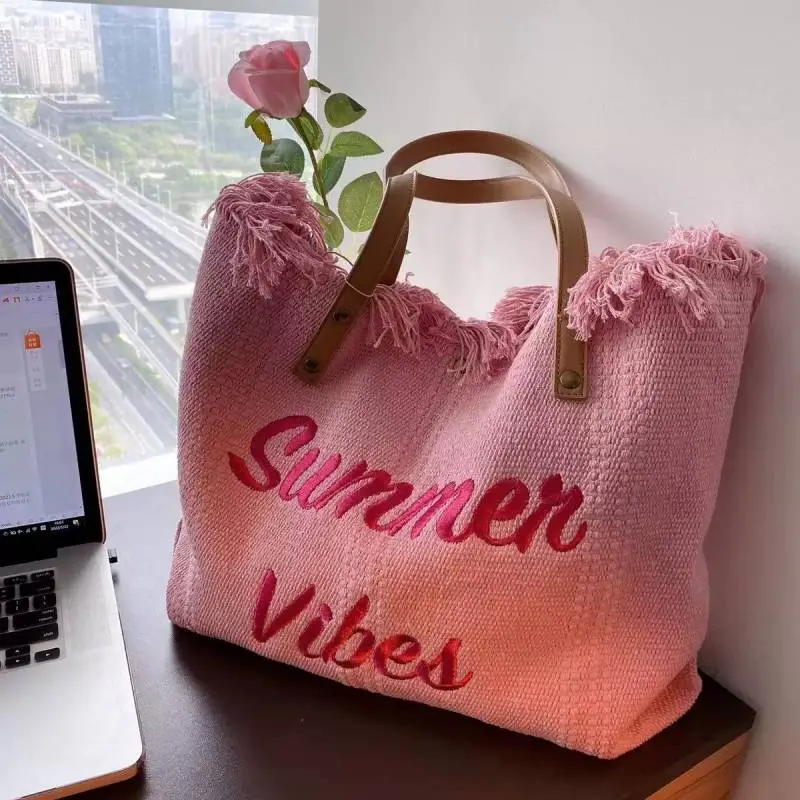 Simple Embroidered Handbag Women-5