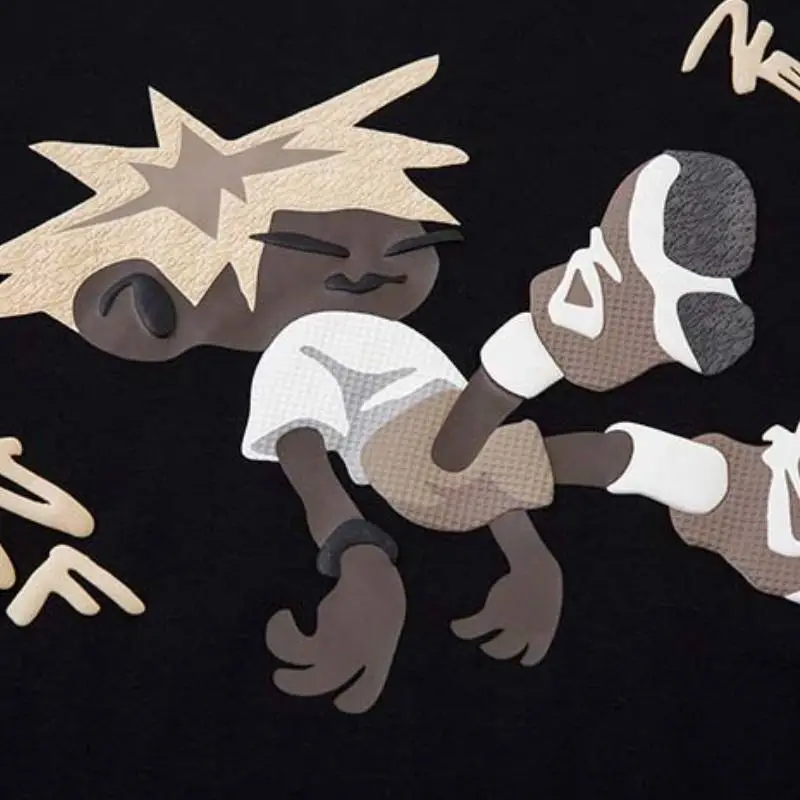 Cartoon Loose Cotton Blended Fabric T Shirt-5