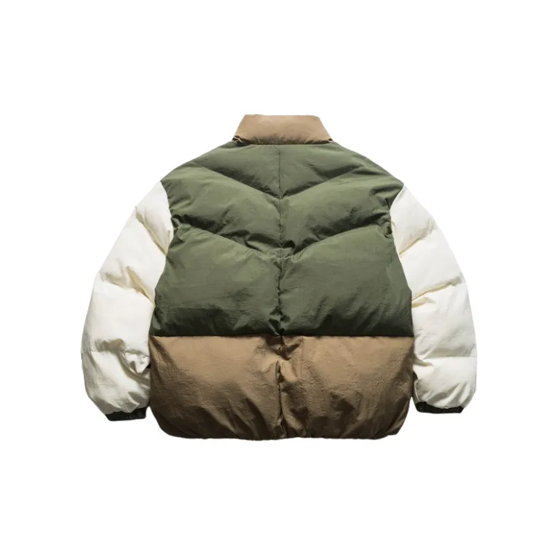 Street Color Matching Cotton Coat-1