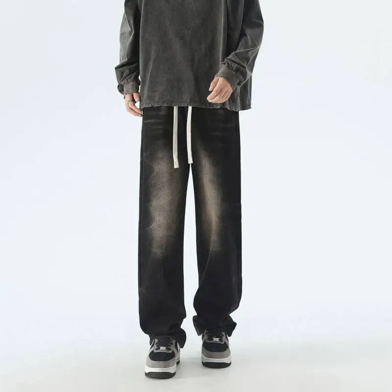 Washed Straight Leg Jeans-1