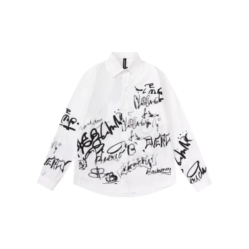 Hip hop Printed Loose Casual Long sleeved Shirt-0