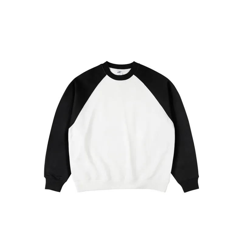 Fleece lined Raglan Sleeve Crew Neck Loose Sweatshirt-3
