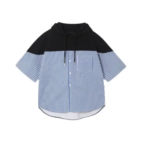 Plus Size Striped Hooded Shirt