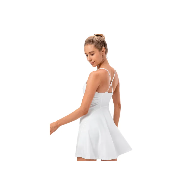 Simple Breathable Nylon Spandex Slip Dress Women-9
