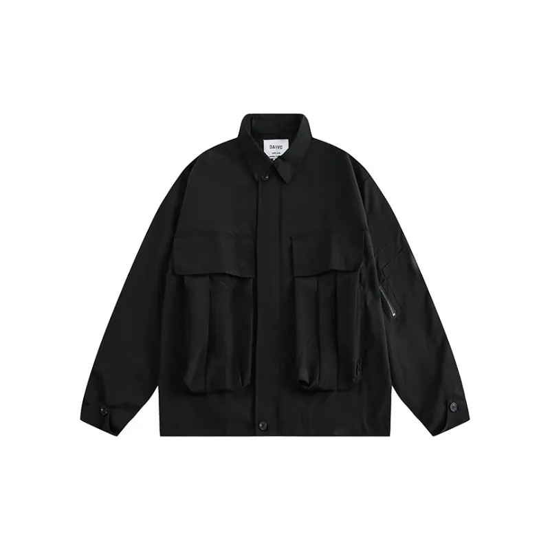 Retro Functional Frock Laps Large Pocket Button Jacket-10