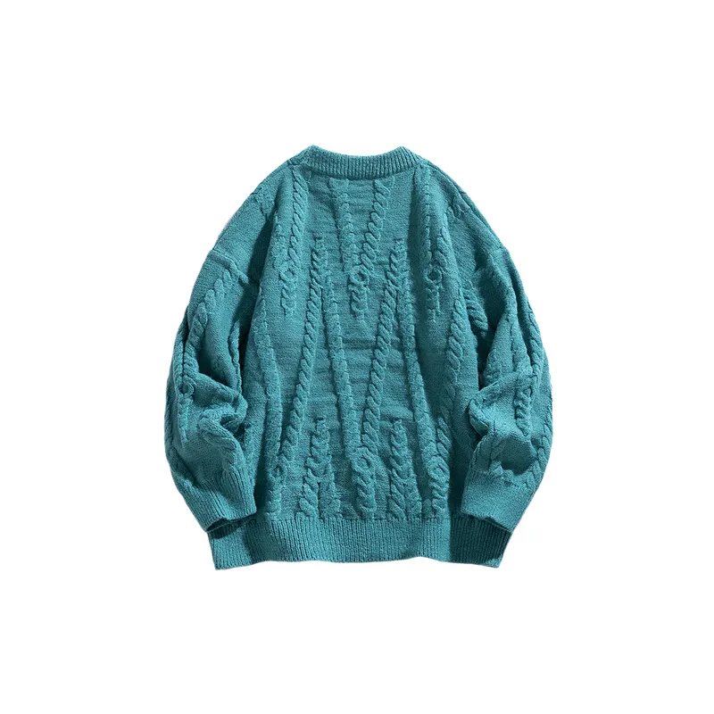 Simple Loose Blended Synthetic Fabrics Sweater-7