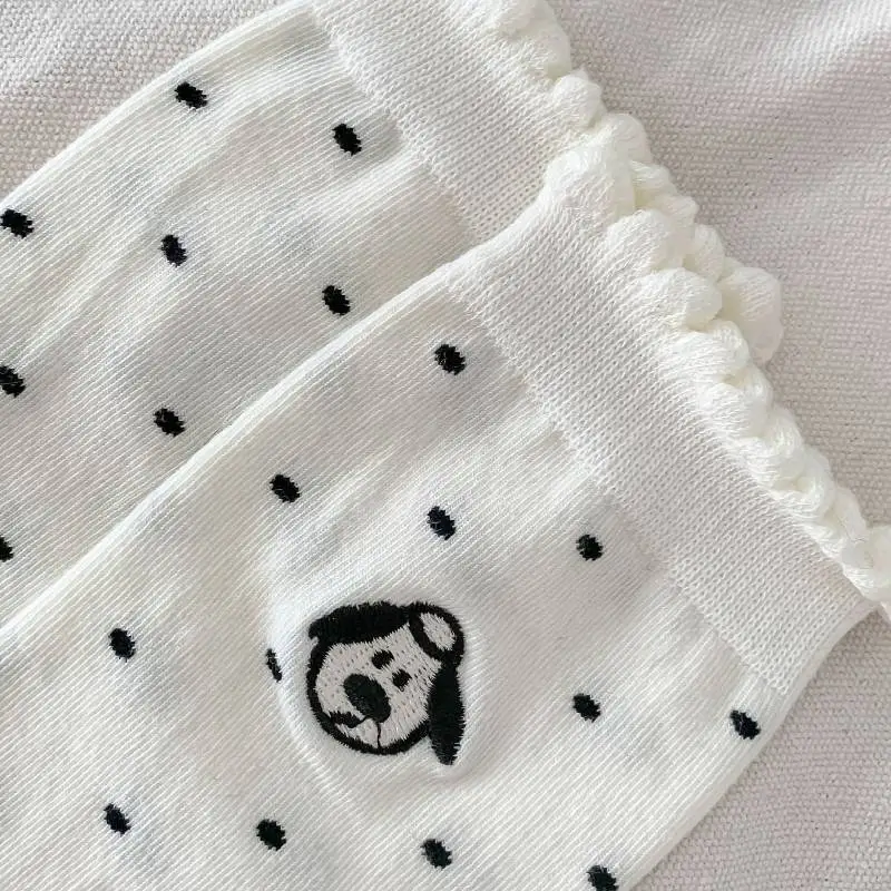Embroidery Simple Cotton Mid Calf Sock-4