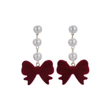 Fashionable Bow Pearl Fringe Earring