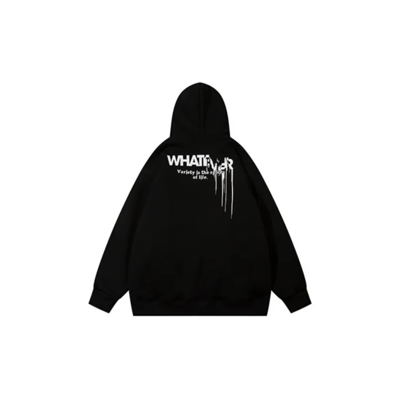 Retro Niche Graffiti Letter Printing Loose Fleece lined Hoodie-5