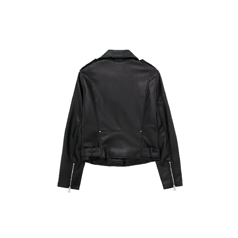 Fashionable Zipper PU Leather Jacket-1