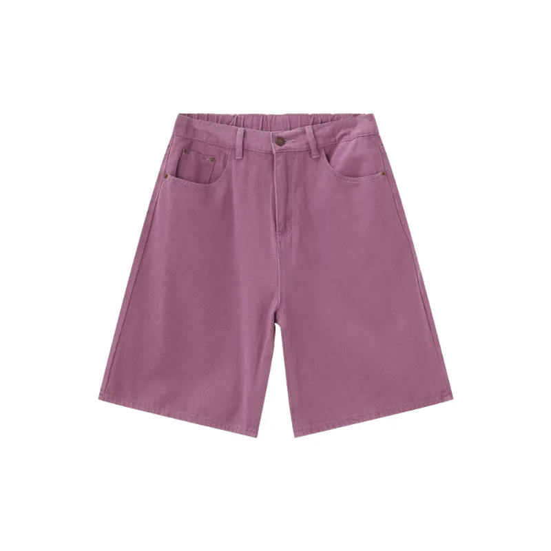 Simple Loose Denim Shorts Unisex-5