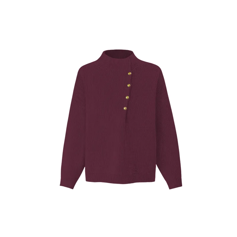 Simple Plain Blended Synthetic Fabrics Sweater-2