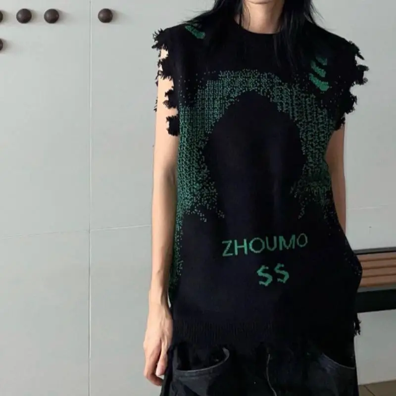 New style Retro Hacker Invades And Destroys Fur edged Vest swag OOTD-13