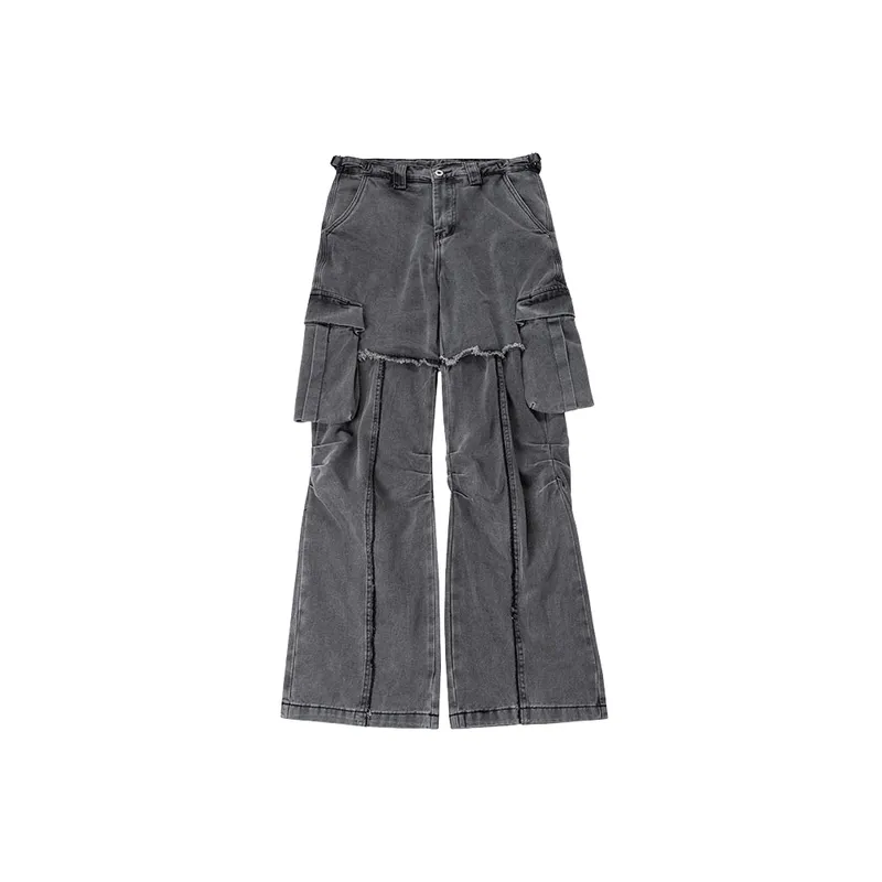 High Street Irregular Niche Design Tooling Denim Pants