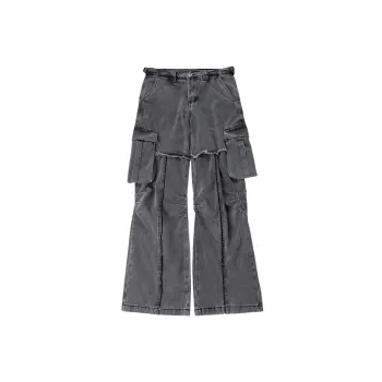 High Street Irregular Niche Design Tooling Denim Pants